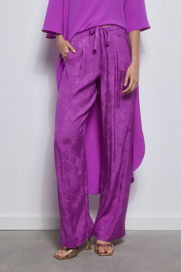 Pedro del Hierro Wide-leg jacquard trousers Purple