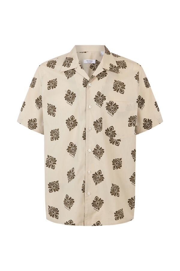 Pedro del Hierro Printed short sleeve shirt Ecru