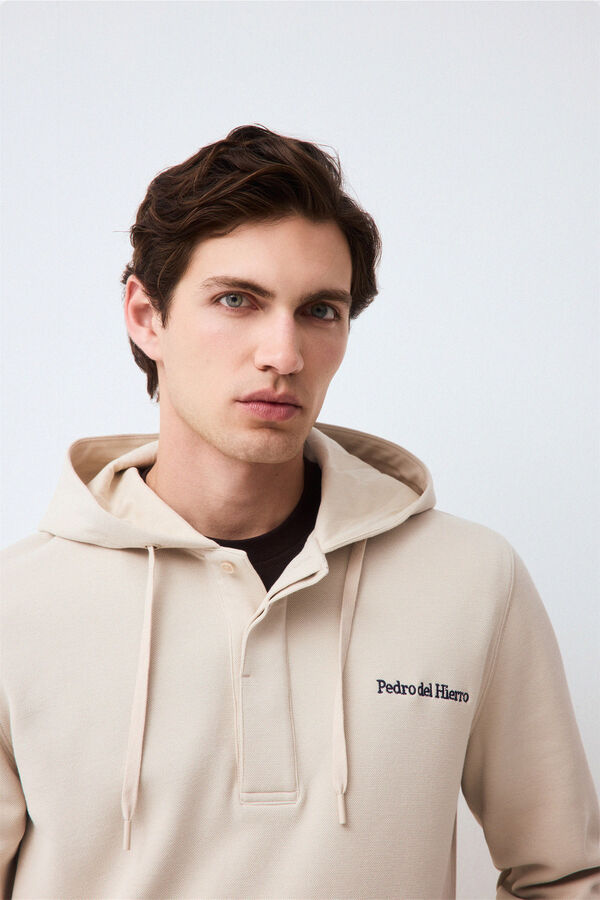 Pedro del Hierro Hooded logo sweatshirt Beige