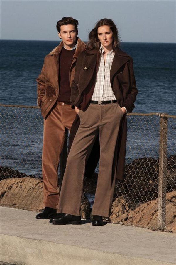 Pedro del Hierro Pantalones pana wide leg classic Marrón