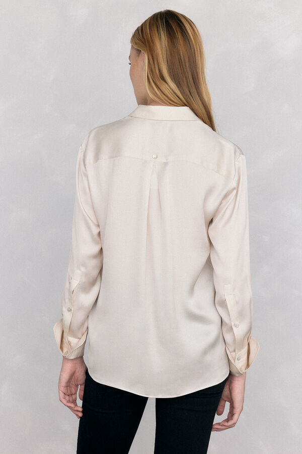 Pedro del Hierro Camisa satén lisa Beige
