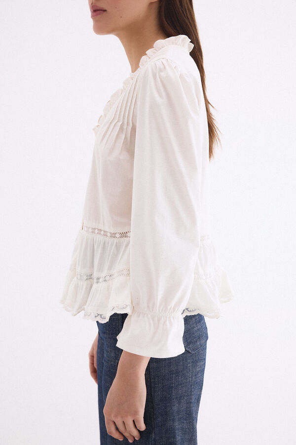 Pedro del Hierro T-shirt combinada com folhos Branco