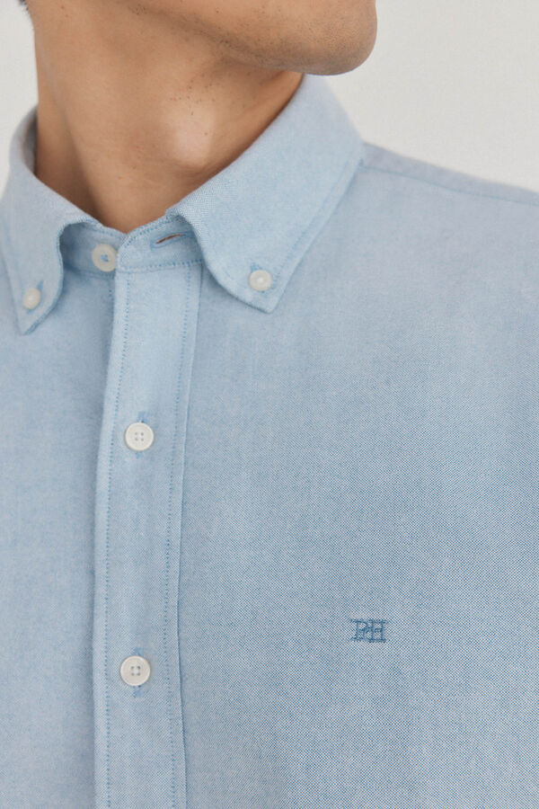 Pedro del Hierro Iconic plain oxford shirt Turquoise