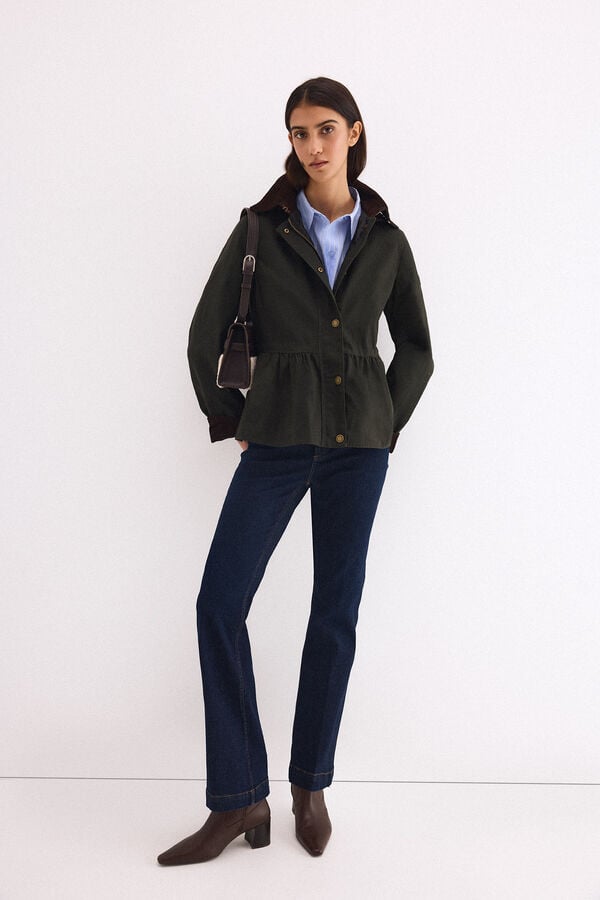 Pedro del Hierro Waxed hooded parka Green