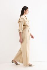Pedro del Hierro Wide leg trench style jumpsuit Beige