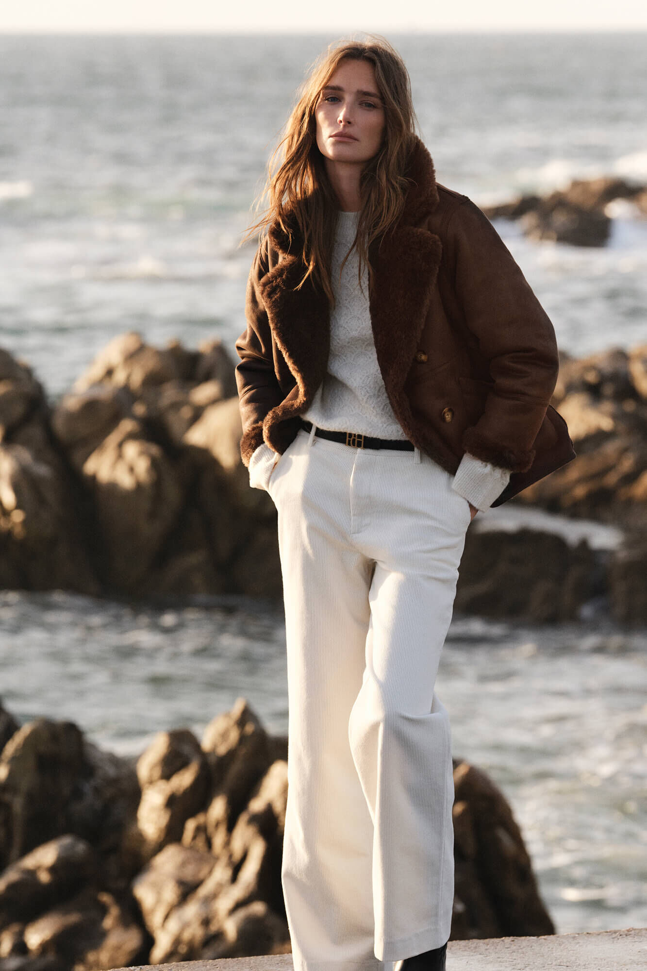 Pedro del Hierro Double-sided faux shearling coat