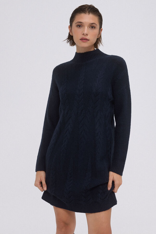 Pedro del Hierro Jersey-knit cross-knit dress Blue