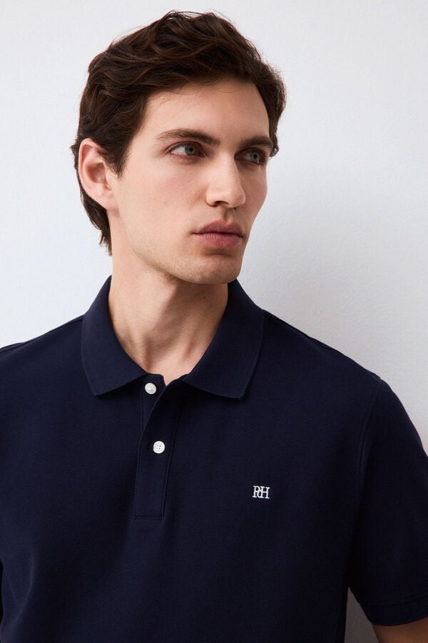 Pedro del Hierro Piqu&eacute; slim fit polo shirt Blue
