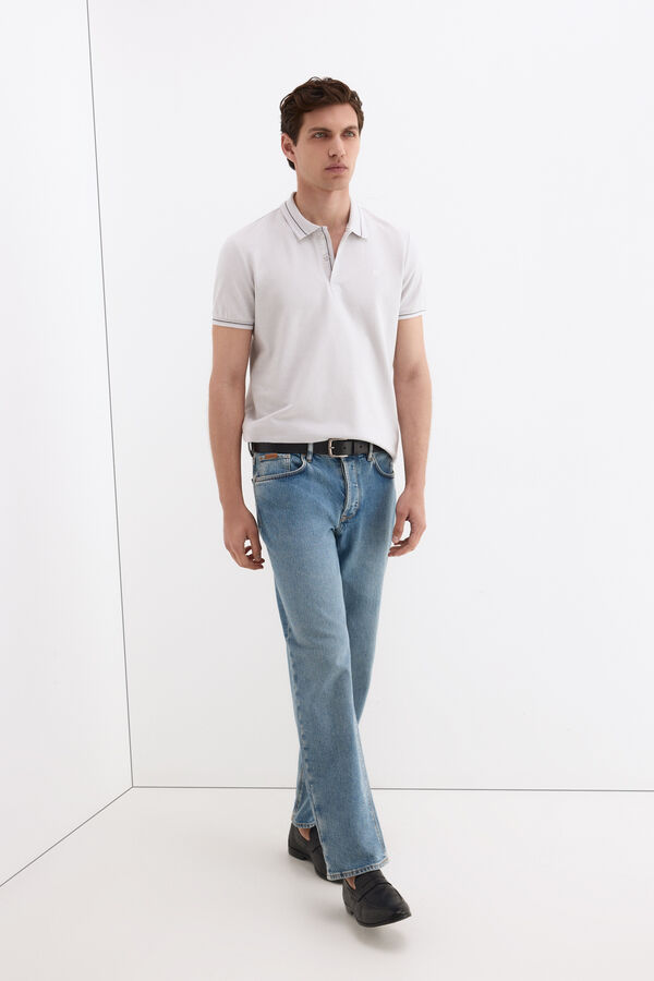 Pedro del Hierro Jacquard polo shirt Grey