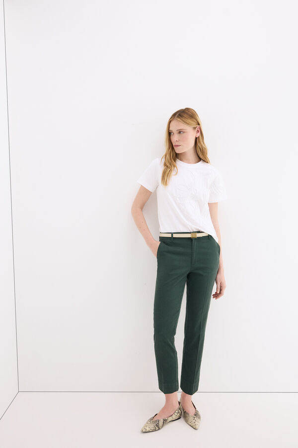 Pedro del Hierro Camiseta manga corta bordado cordon Blanco