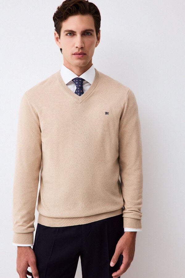 Pedro del Hierro Cashmere merino wool premium jumper Beige