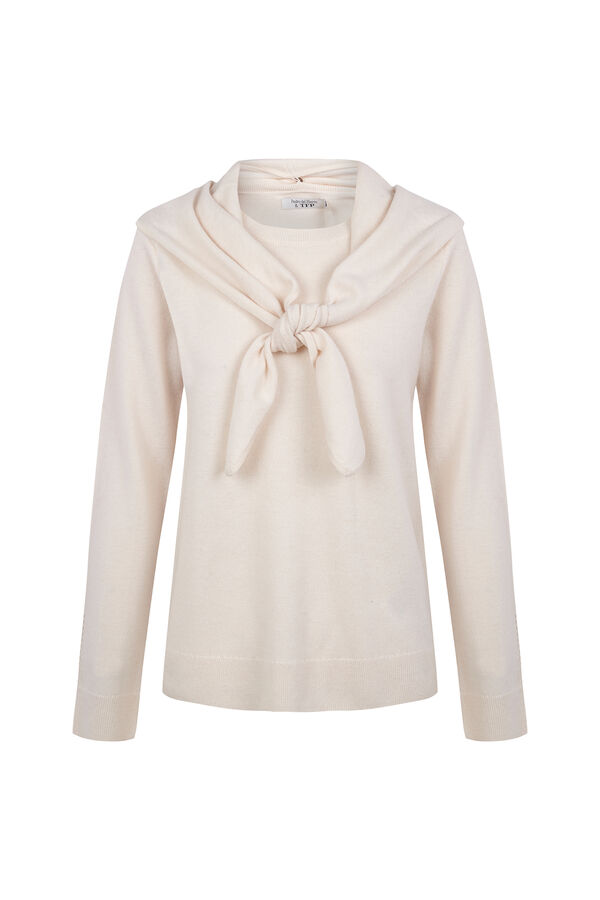 TFP by Tamara Falcó 100% wool sweater with scarf Ecru