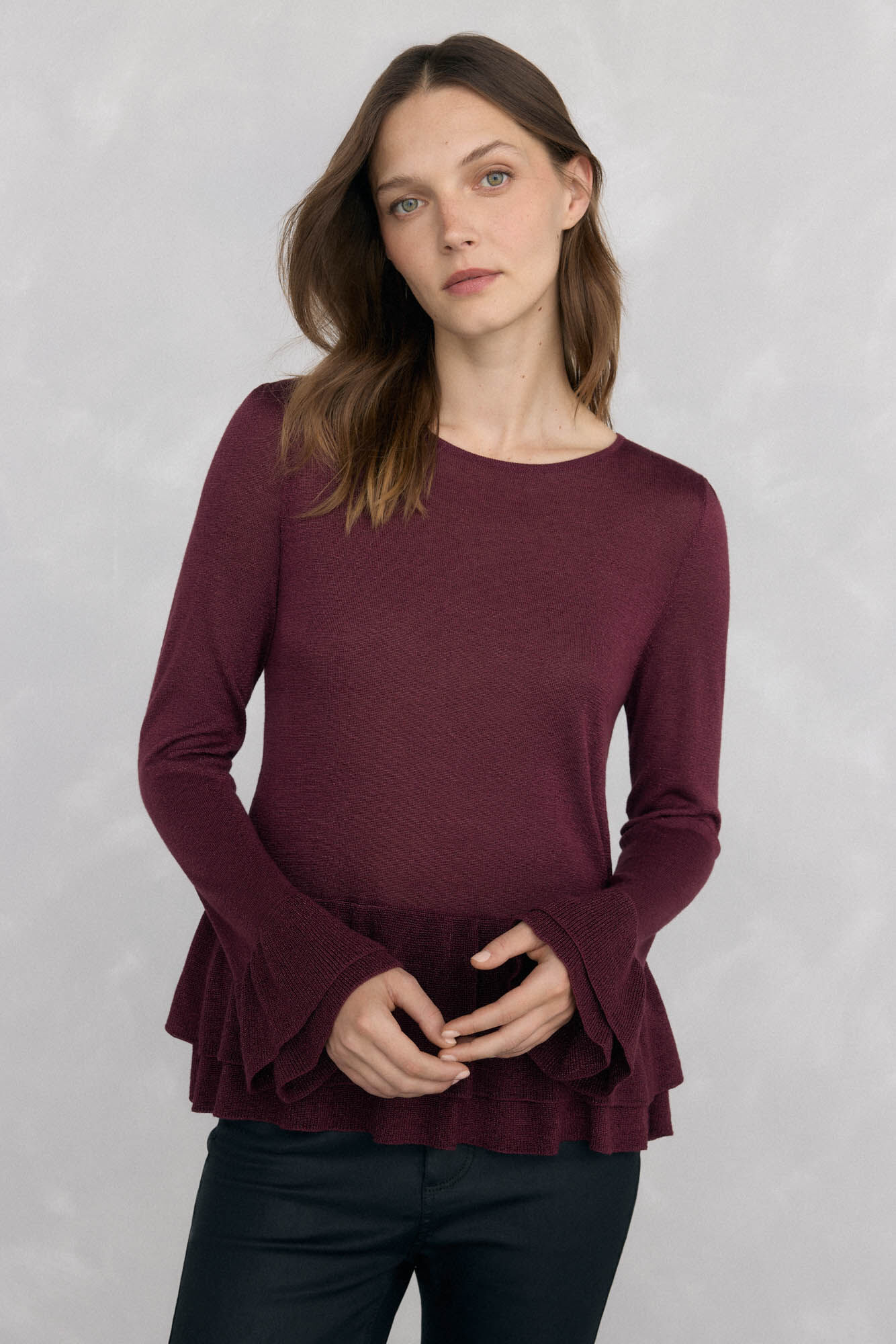 Pedro del Hierro Glitter jersey with ruffles