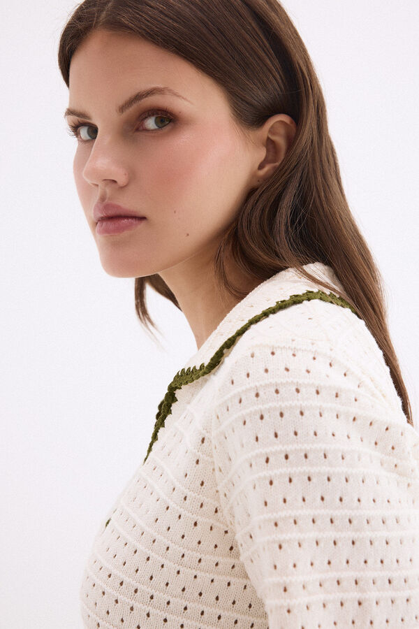 Pedro del Hierro Jersey estructura con cuello polo Crudo