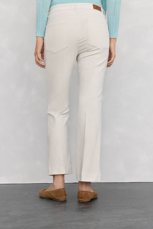 Pedro del Hierro Cropped flare velvet pants Ecru