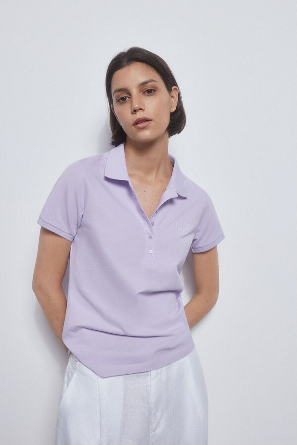 Pedro del Hierro Plain short-sleeved polo shirt Purple