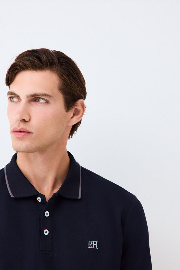 Pedro del Hierro Plain polo shirt Blue