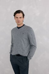 Pedro del Hierro Merino wool and cashmere V neck Grey