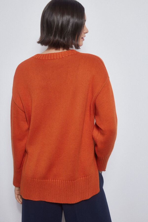 Pedro del Hierro Two-tone striped oversize jumper Orange