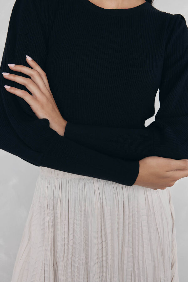 Pedro del Hierro Ribbed puffed-sleeve jumper Black