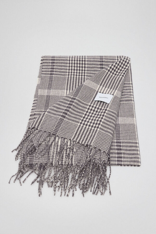 Pedro del Hierro Grey houndstooth and silver lurex scarf Grey