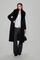 Pedro del Hierro Cloth coat with detachable fur collar Black
