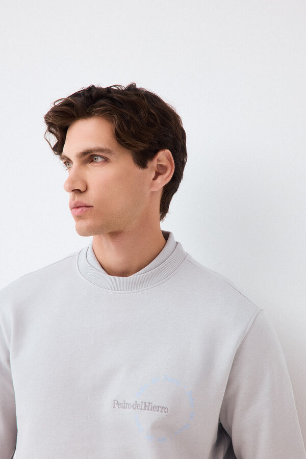 Pedro del Hierro Sweatshirt com logo gola caixa Cizento