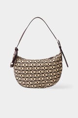 Pedro del Hierro Logo half-moon handbag Beige