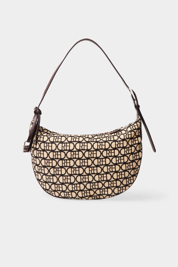Pedro del Hierro Logo half-moon handbag Beige
