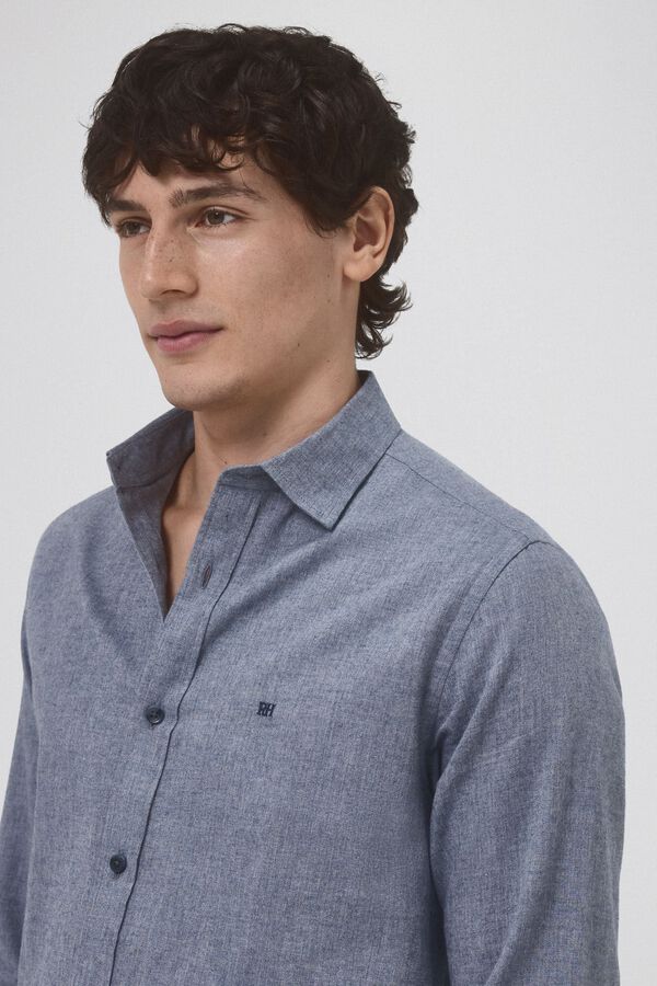 Pedro del Hierro Camisa de sarja com toque de caxemira suave Azul