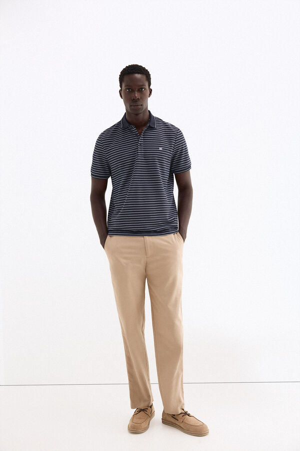Pedro del Hierro Striped polo shirt Blue