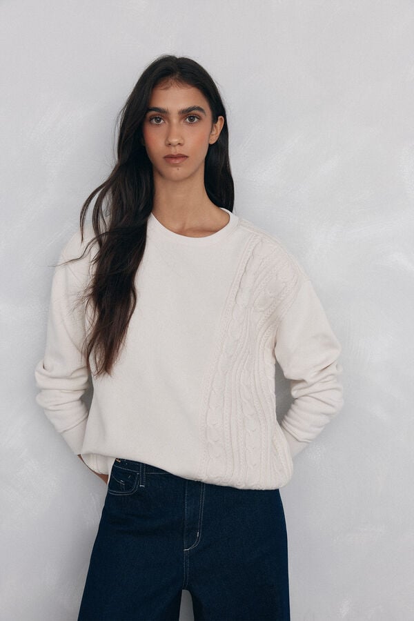 Pedro del Hierro Sweatshirt with braided detail Ecru