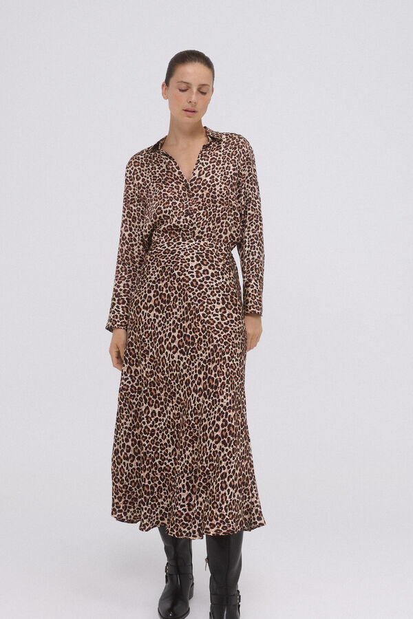 Pedro del Hierro Flowing animal print satin blouse Brown