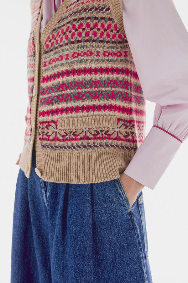 TFP by Tamara Falcó Chaleco jacquard geométrico Beige