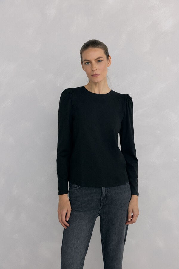 Pedro del Hierro Camiseta básica frunce Black