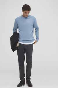 Pedro del Hierro Fine premium cotton round neck sweater Blue