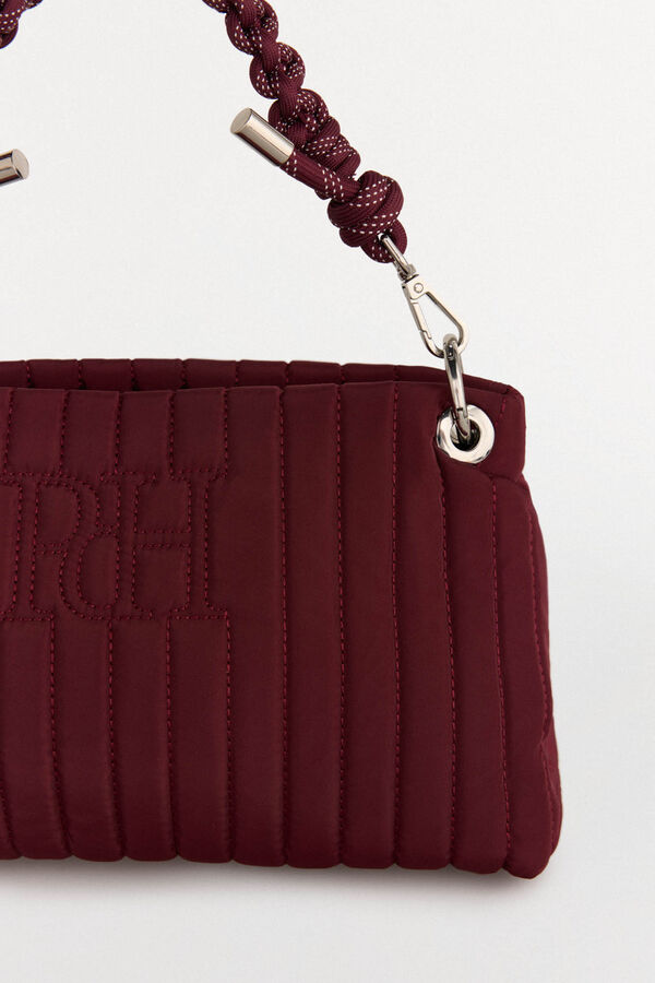 Pedro del Hierro Nylon shoulder bag with zip fastening and drawstring handle Burgundy