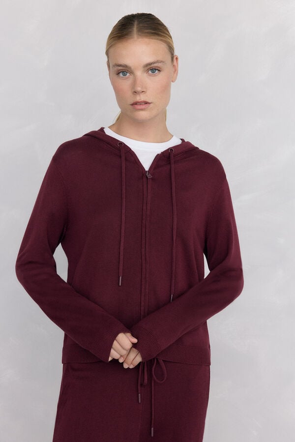 Pedro del Hierro Activewear jersey-knit hood Burgundy