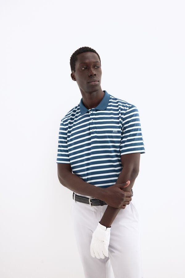 Pedro del Hierro Striped golf polo shirt Blue