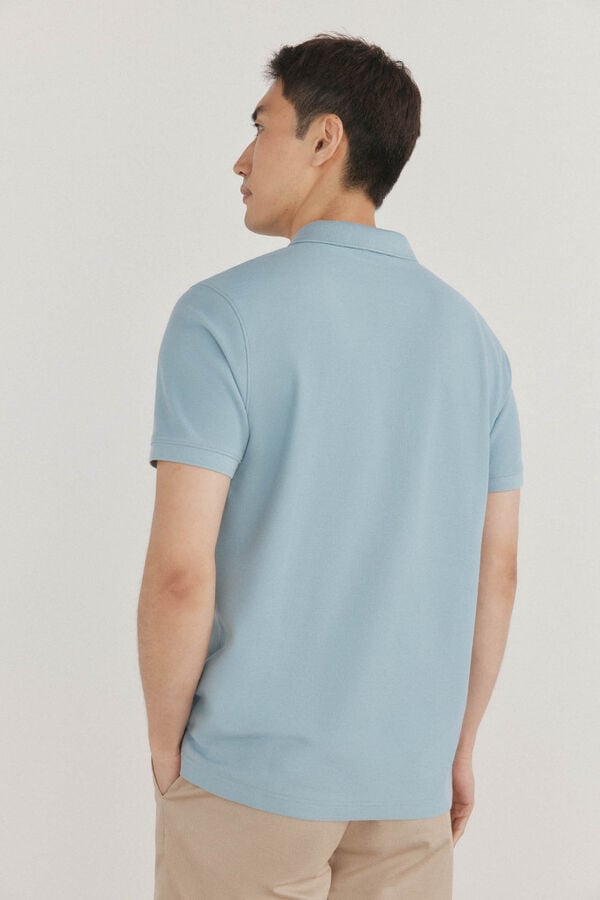 Pedro del Hierro Basic regular piqué polo shirt Blue