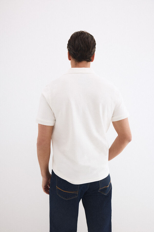 Pedro del Hierro Textured polo shirt Ecru