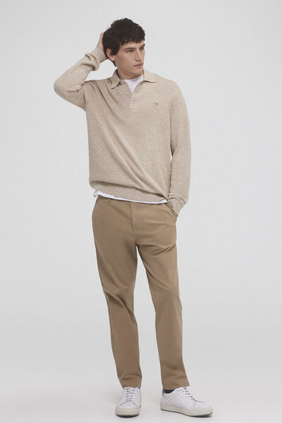 Pedro del Hierro Pantalón chino premium flex slim fit Beige