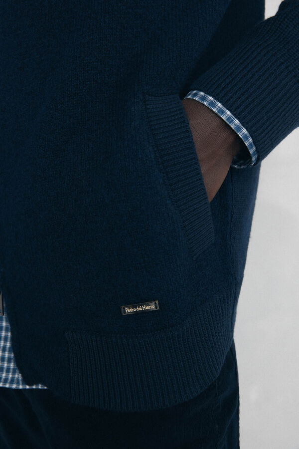 Pedro del Hierro Premium Christmas cotton cardigan with zip fastening fastening Blue