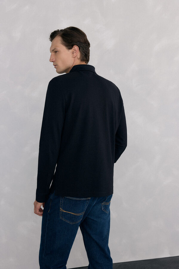 Pedro del Hierro Basic long sleeve polo shirt Black