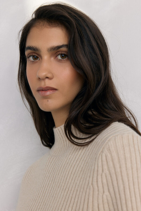 Pedro del Hierro Double jersey and cape garment with ruffle detail Ecru