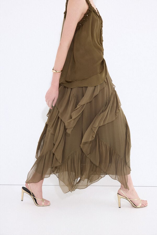 Pedro del Hierro Romantic ruffled skirt Green