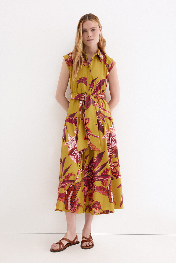 Pedro del Hierro Printed sleeveless shirt dress Yellow