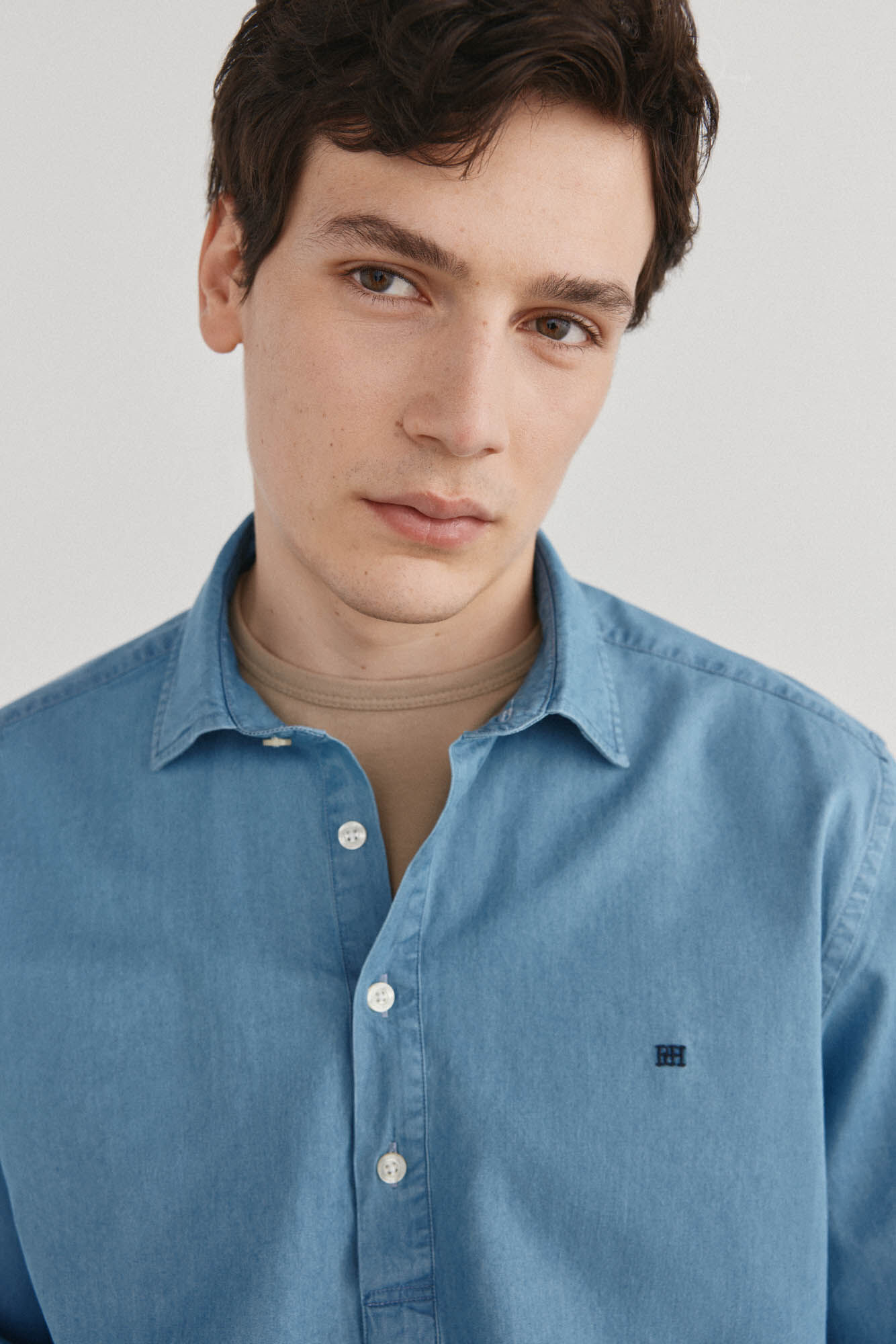 Cortefiel Polera denim tejido italiano