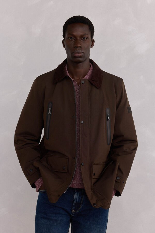 Pedro del Hierro Water-repellent zip fastening jacket Brown
