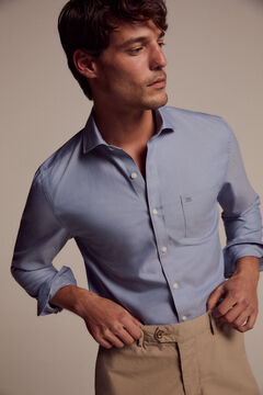 Pedro del Hierro Soft collar plain non iron shirt Blue